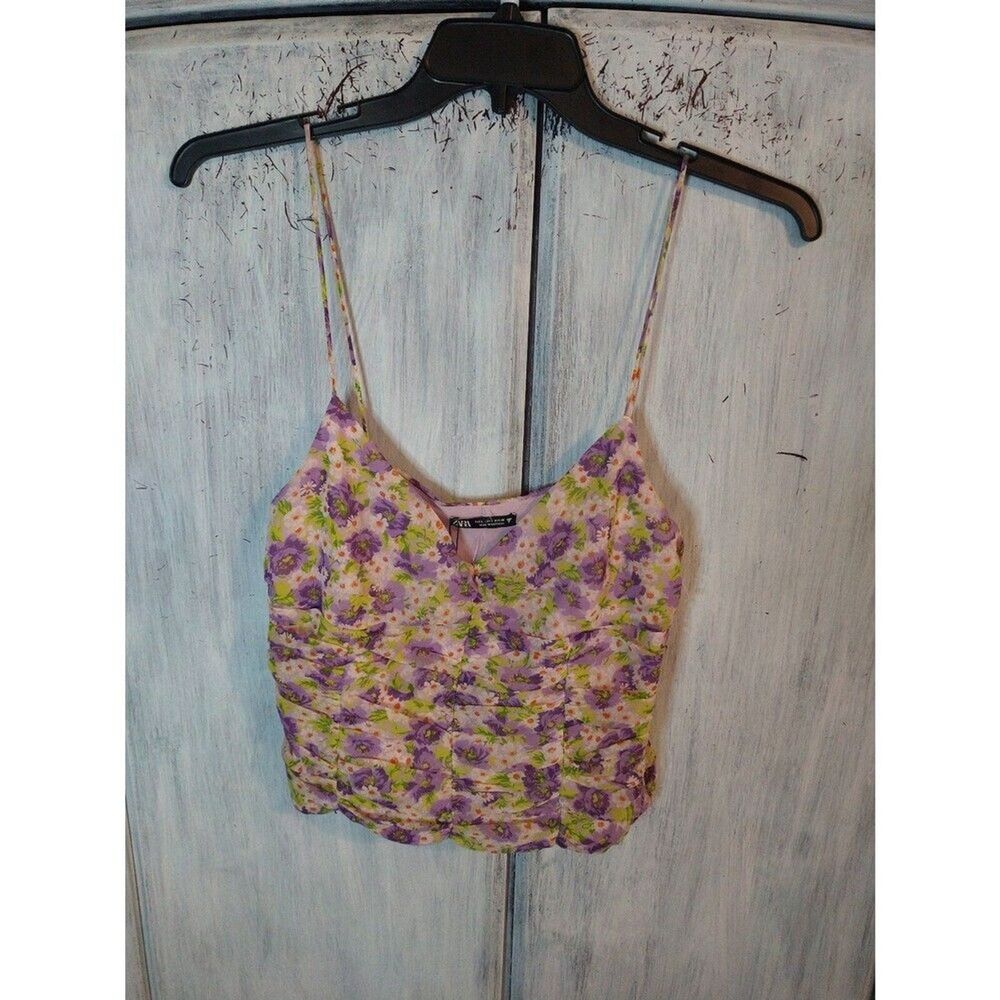 Zara floral multicolor print sleeveless large top Boho Feminine Cottage Core